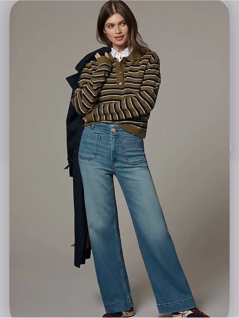 Mauve Anthropologie The Colette Wide-Leg High-Rise Jeans in Light Blue Wash 27